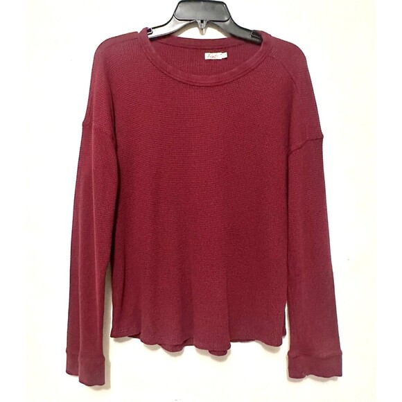 Faherty Long Sleeve Waffle Long Sleeve Maroon Shirt Large - Picture 1 of 5